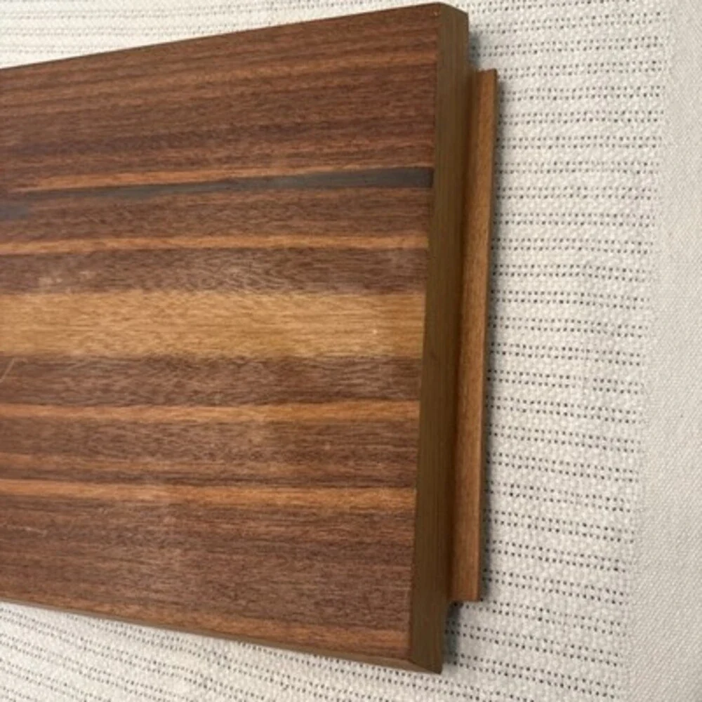 Vintage Mahogany/Teak Wood Serving Tray 19 X 12 Geese Heart Inlayed